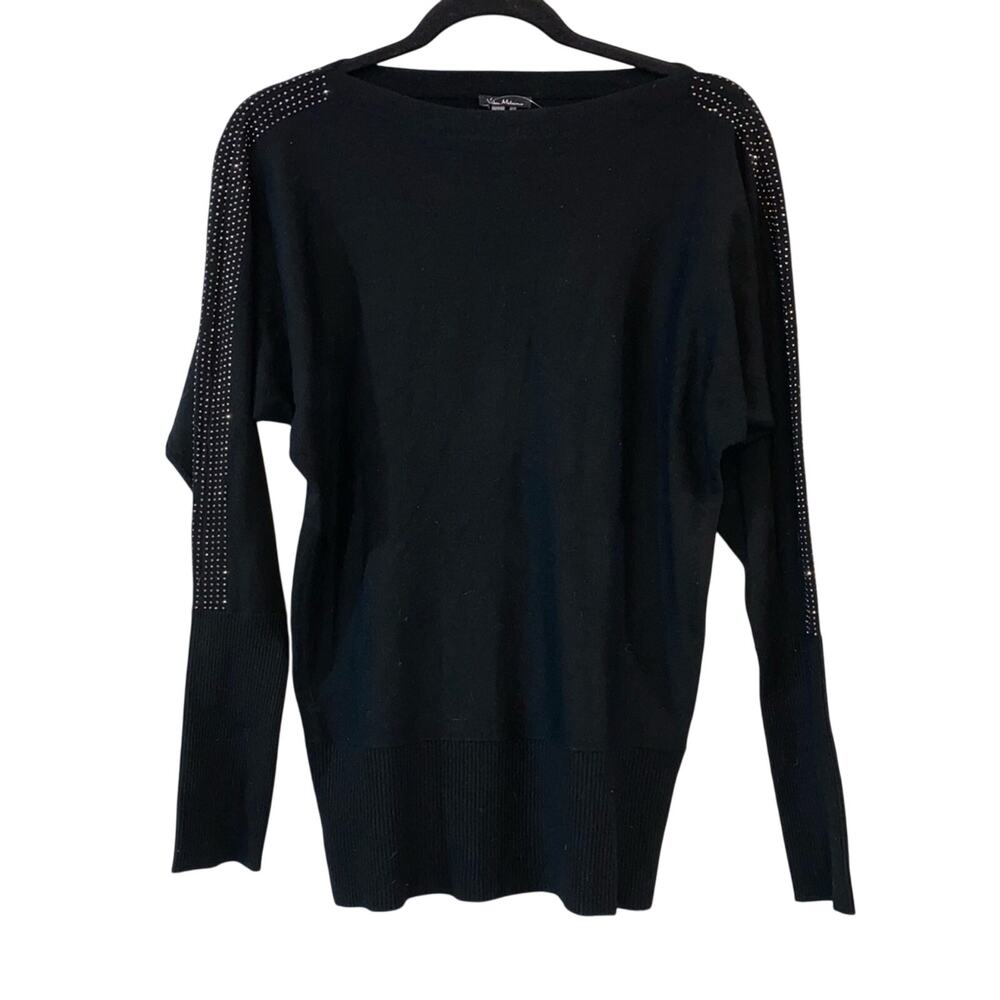 NWT Vila Milano Wool Blend Stud Sleeve Sweater Black Medium